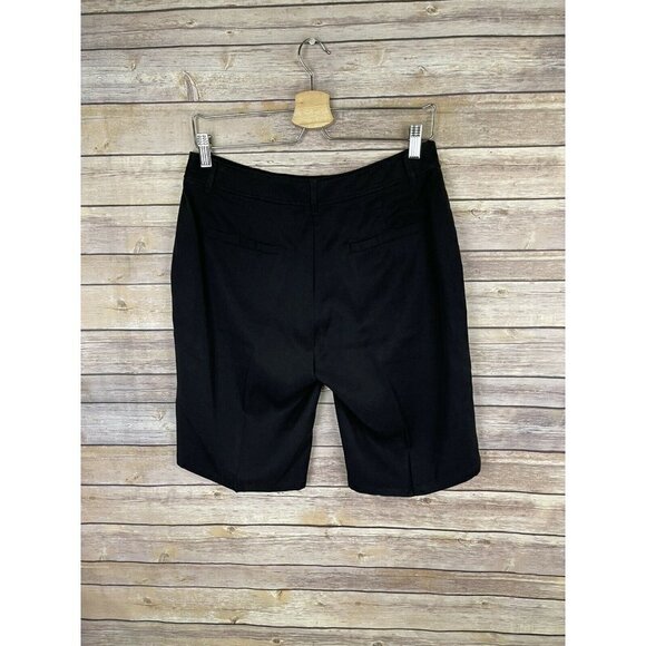 Eileen Fisher XS Bermuda Shorts Black Tencel Walking Flat Front Soft Staple - Picture 5 of 11